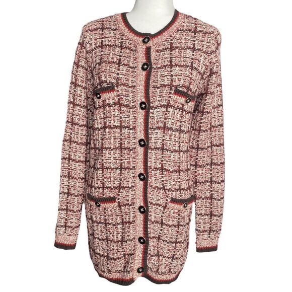 Cotton by Autumn Cashmere Womens Cardigan Button Down Sweater Brown Red Size S - Picture 1 of 7
